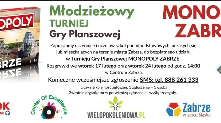 Młodzieżowy Turniej Biznesowej Gry Planszowej MONOPOLY ZABRZE